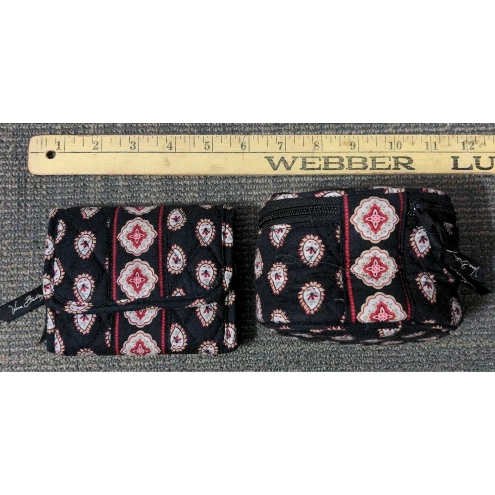 Vera Bradley Classic Black Tri-Fold Wallet And Small Travel Case Bag‎ Fall 2006